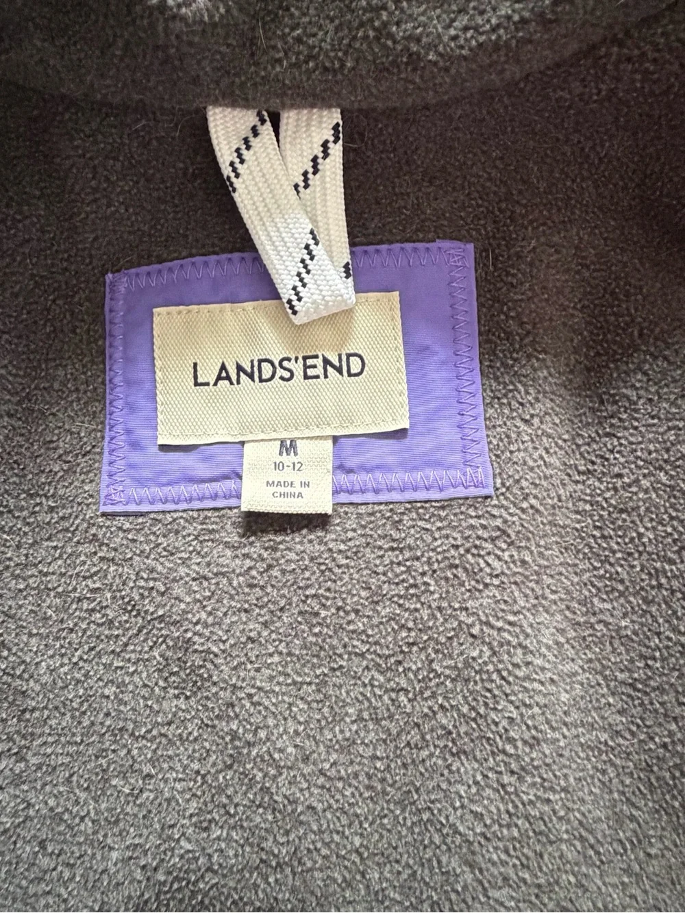 Lands' End Two-Tone Purple Hooded Kids Winter Jacket. Girls size medium (10-12)